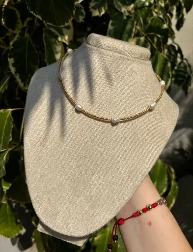 [CA-000405] Choker Gold Pearl