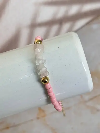 [CA-000055] Pulsera Cuarzo Rosa